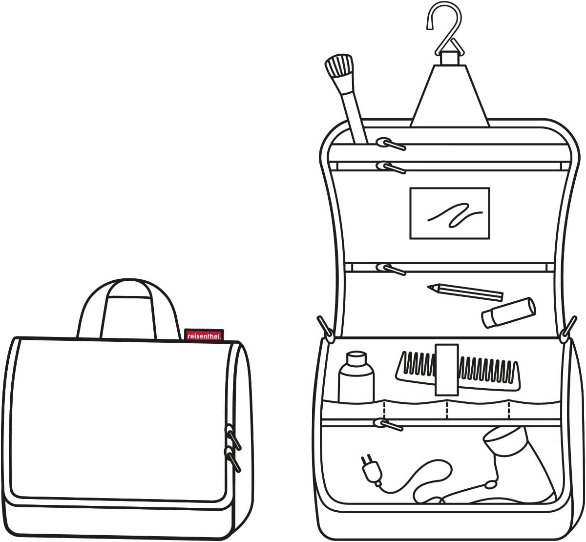 reisenthel Toiletbag XL Practical Toiletry Bag with Hook, Water-Repellent Material, Mesh black., 28 cm, Cosmetic bag