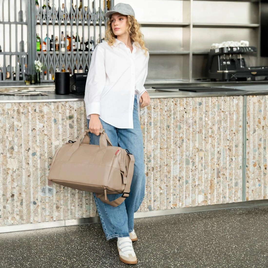 reisenthel Trolley M Frame Glossy dots Black, Mix Caramel