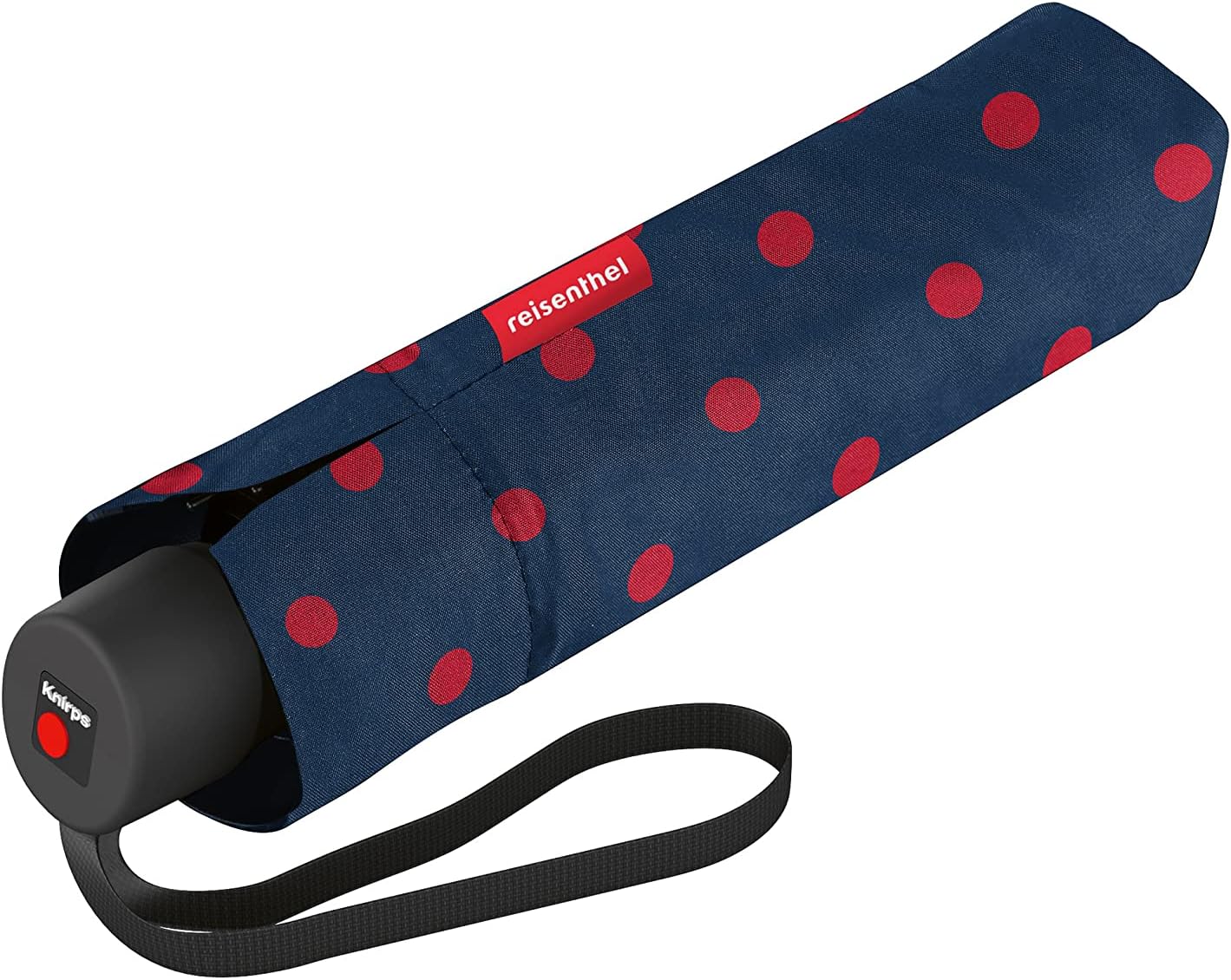 reisenthel Compact Travel Umbrella Pocket Classic, Windproof, Easy-Fit Carry Case, Lightweight and Durable, Mixed Dots Red