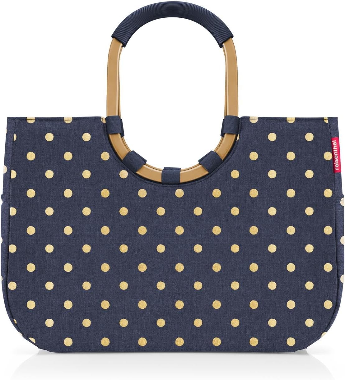 reisenthel Loopshopper L - Sturdy bag with practical compartments made from recycled PET bottles - charming and water-repellent design, Frame Metallic Dots Blue, L