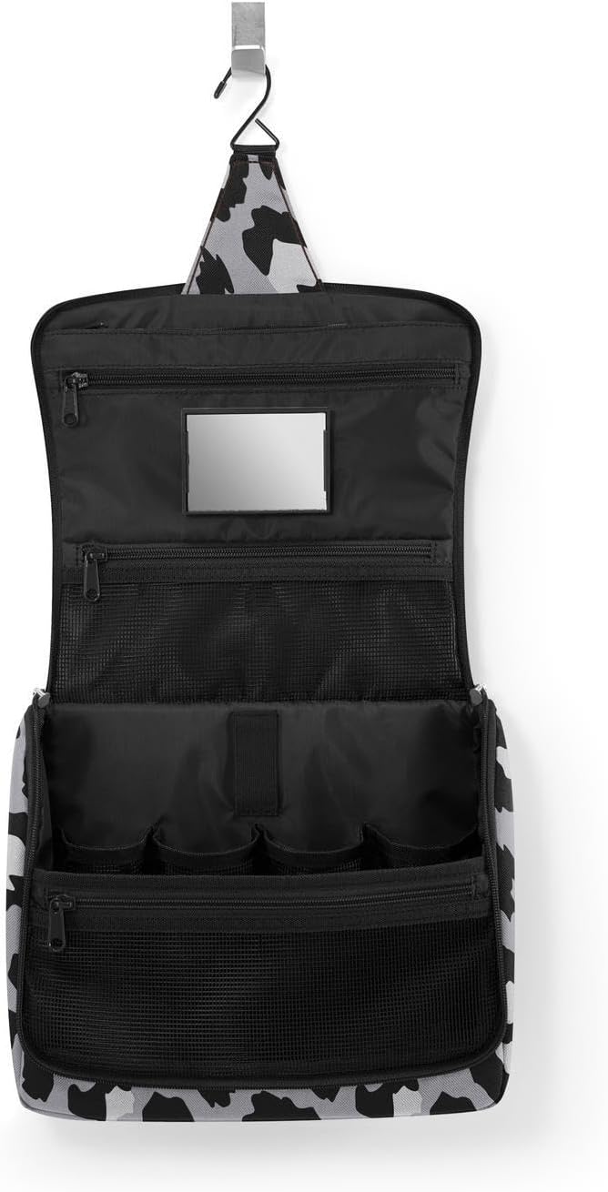 reisenthel Toiletbag XL Practical Toiletry Bag with Hook, Water-Repellent Material, Mesh black., 28 cm, Cosmetic bag