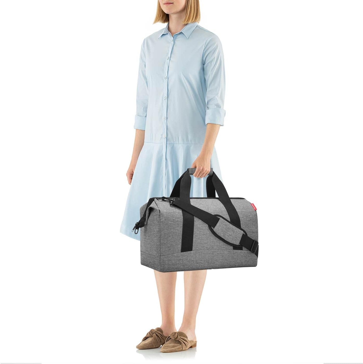 reisenthel Allrounder L Large Weekender Bag, Versatile 6-Pocket Padded Duffel, Twist Silver