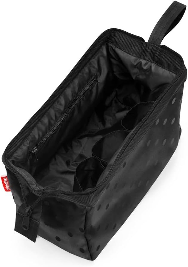 reisenthel travelcosmetic Strong Robust and Practical Travel Cosmetic Bag, Hand Strap, Water-Repellent Material, Glossy Dots Black, Einheitsgröße, Casual
