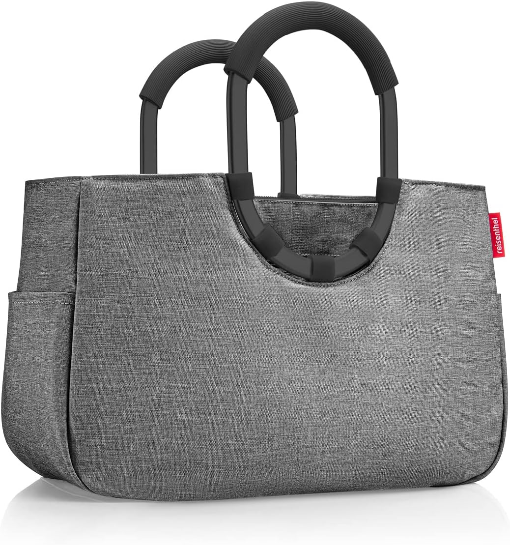 reisenthel Loopshopper M - Sturdy Bag with Practical Compartments Made from Recycled PET Bottles - Elegance When Shopping, Lots of Function Included, Twist silver, M, Retro