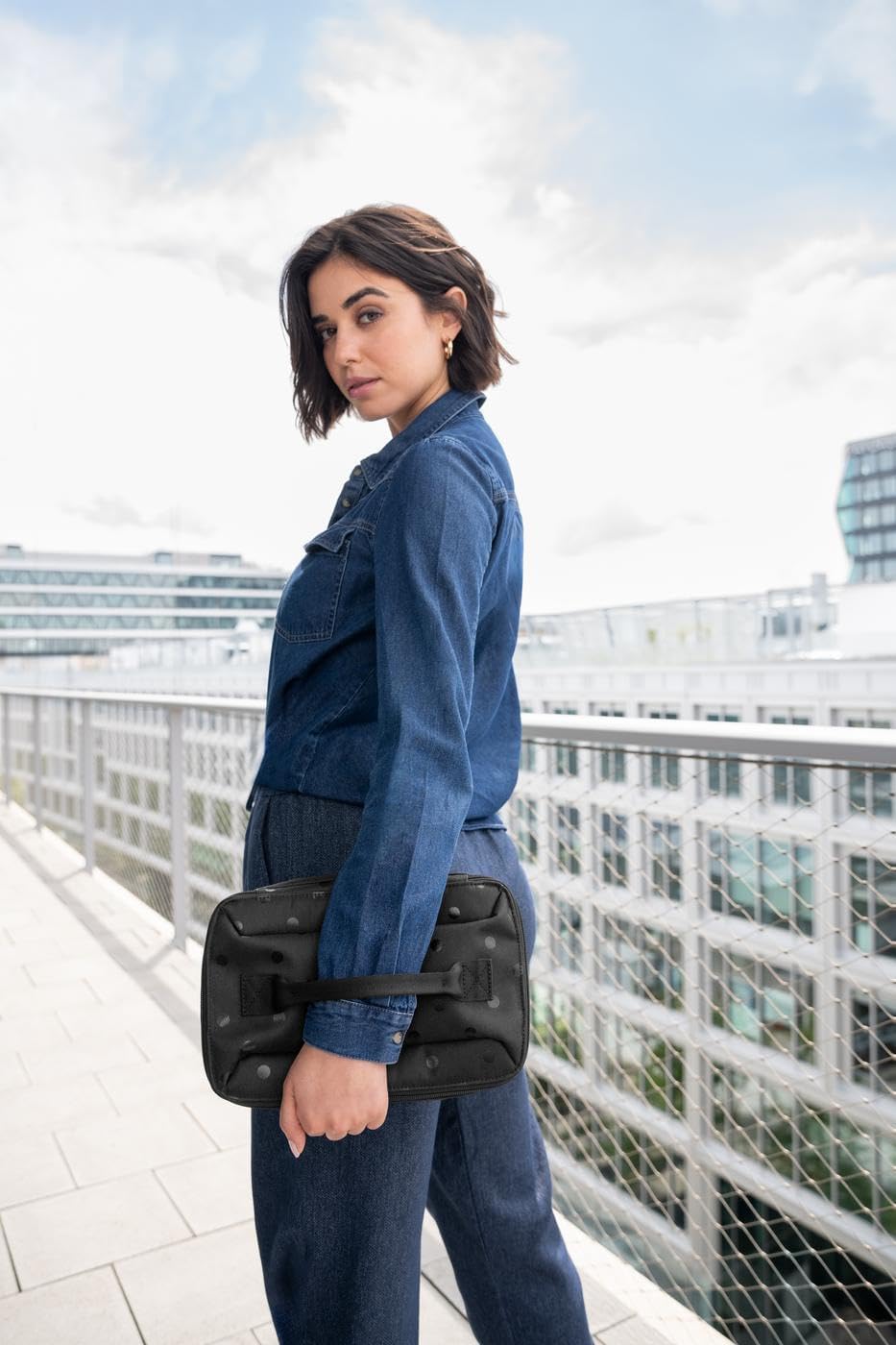 reisenthel beautycase glossy dots black - square toiletry bag, luggage organizer, cosmetic bag