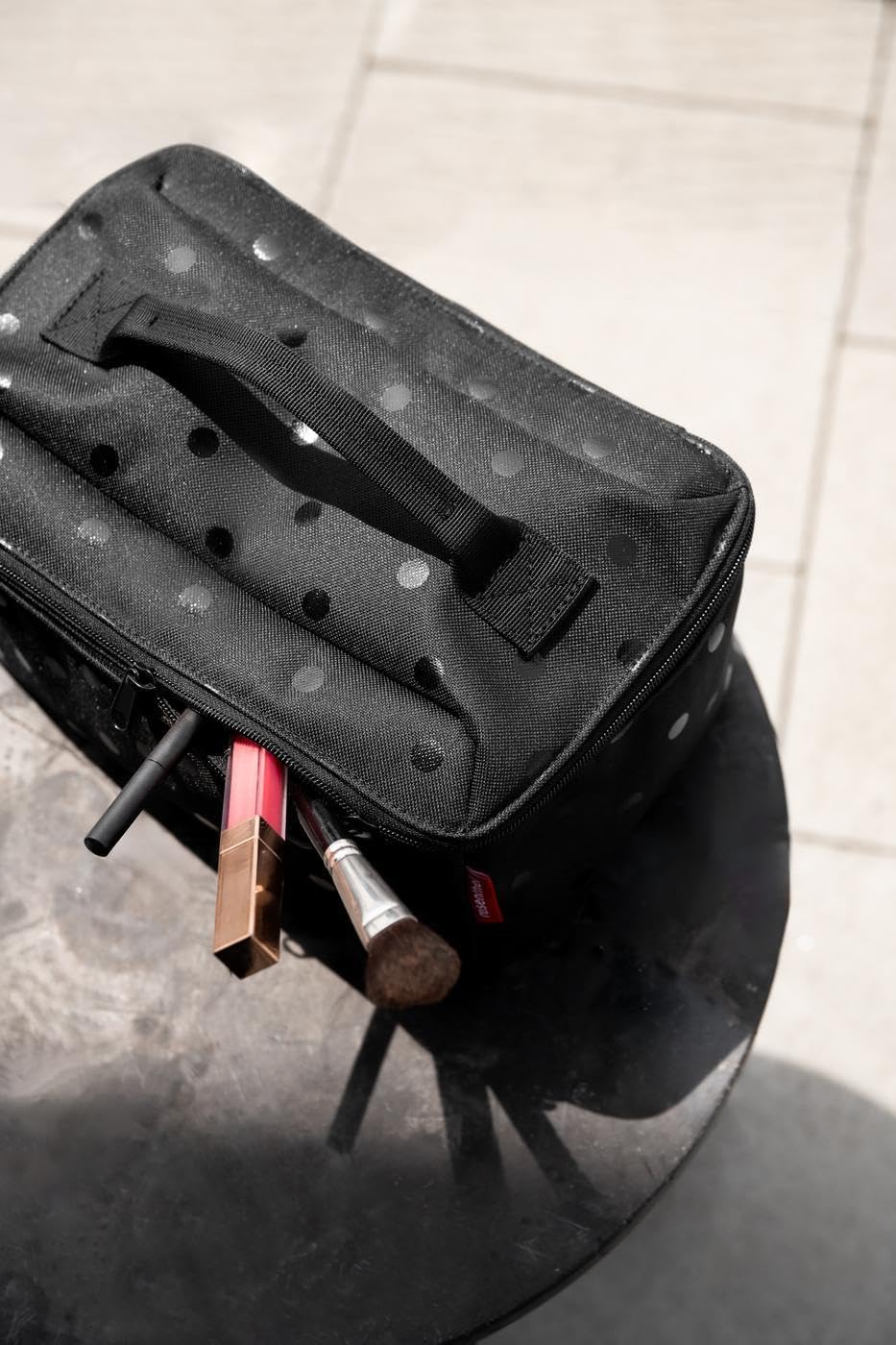 reisenthel beautycase glossy dots black - square toiletry bag, luggage organizer, cosmetic bag
