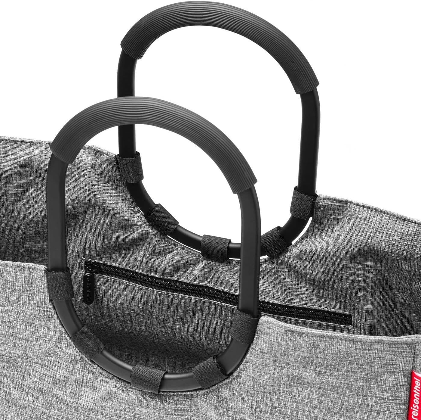 reisenthel Loopshopper L Frame Shoulder Bag Tote, Oversized Handbag for Shopping, Travel, and Commuting, Water-repellent, Twist Silver