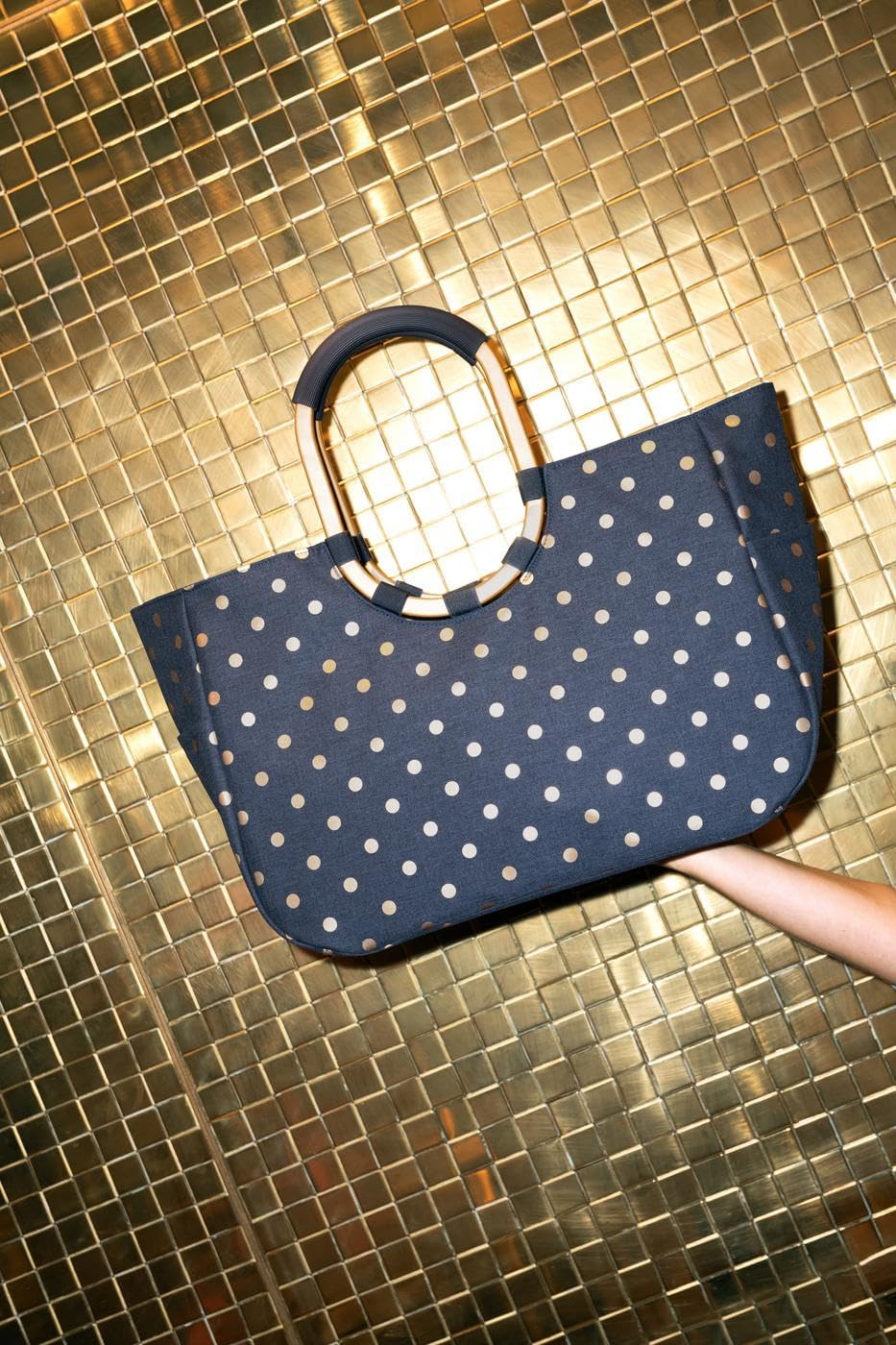 reisenthel Loopshopper L - Sturdy Bag with Practical Compartments Made from Recycled PET Bottles - Charming and Water-Repellent Design Gold, Mesh black., L