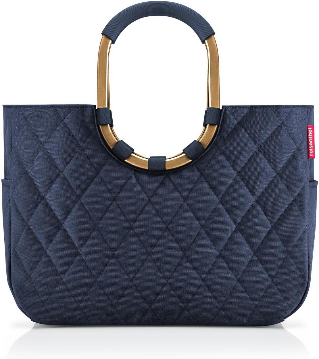 reisenthel Loopshopper L - Sturdy bag with practical compartments made from recycled PET bottles - charming and water-repellent design, Frame Metallic Dots Blue, L